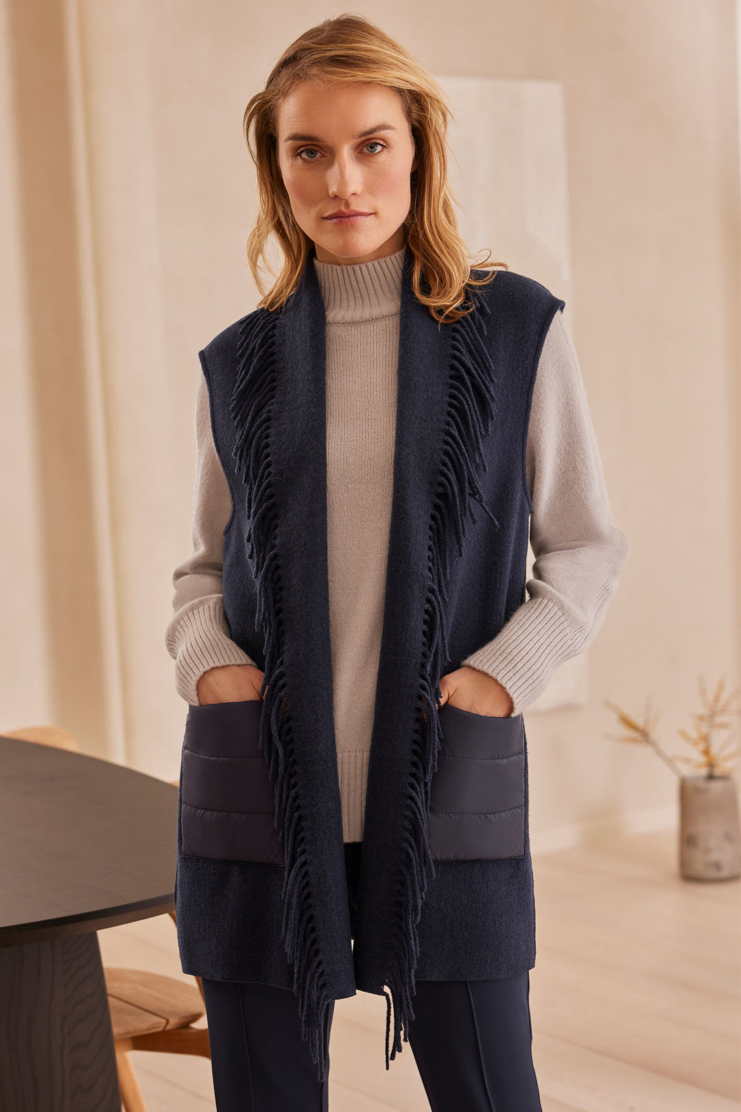 Barbara Lebek Therma 6 Long Gilet Navy 17760042 870 - Shirley Allum Boutique