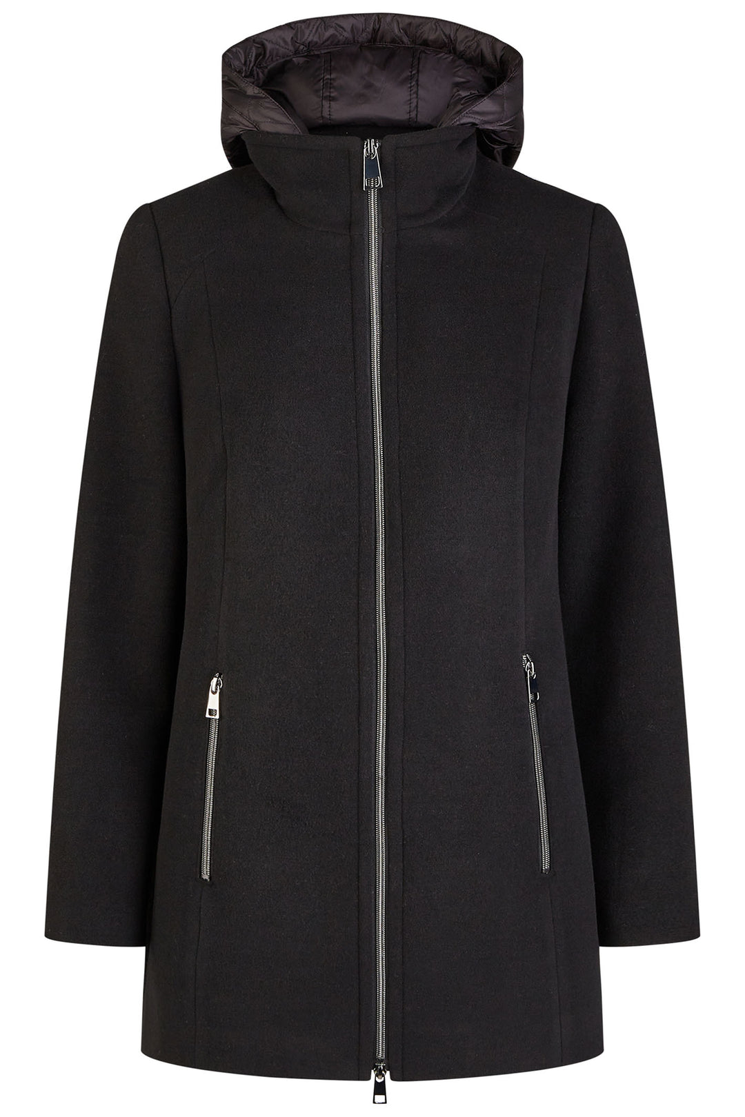 Barbara Lebek Woolen Jacket With Hood Black 10210042 999 - Shirley Allum Boutique