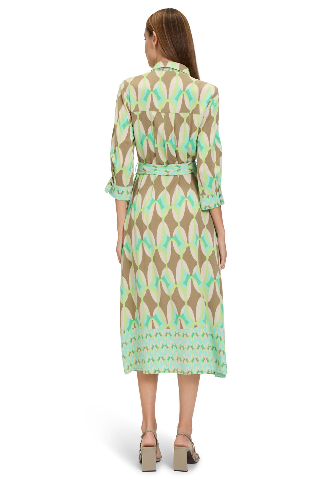 Betty Barclay Shirt Dress Beige Green Print 1688 1124 5856 - Shirley Allum Boutique