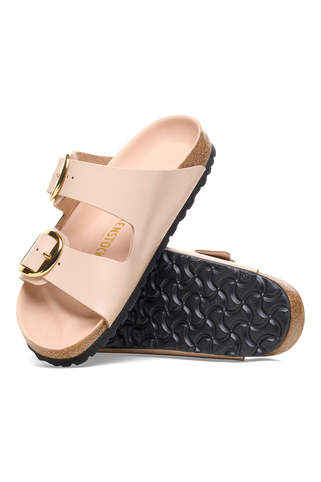 Birkenstock Arizona 1026553 Beige Patent Leather Big Buckle Narrow Fit Sandal - Shirley Allum Boutique