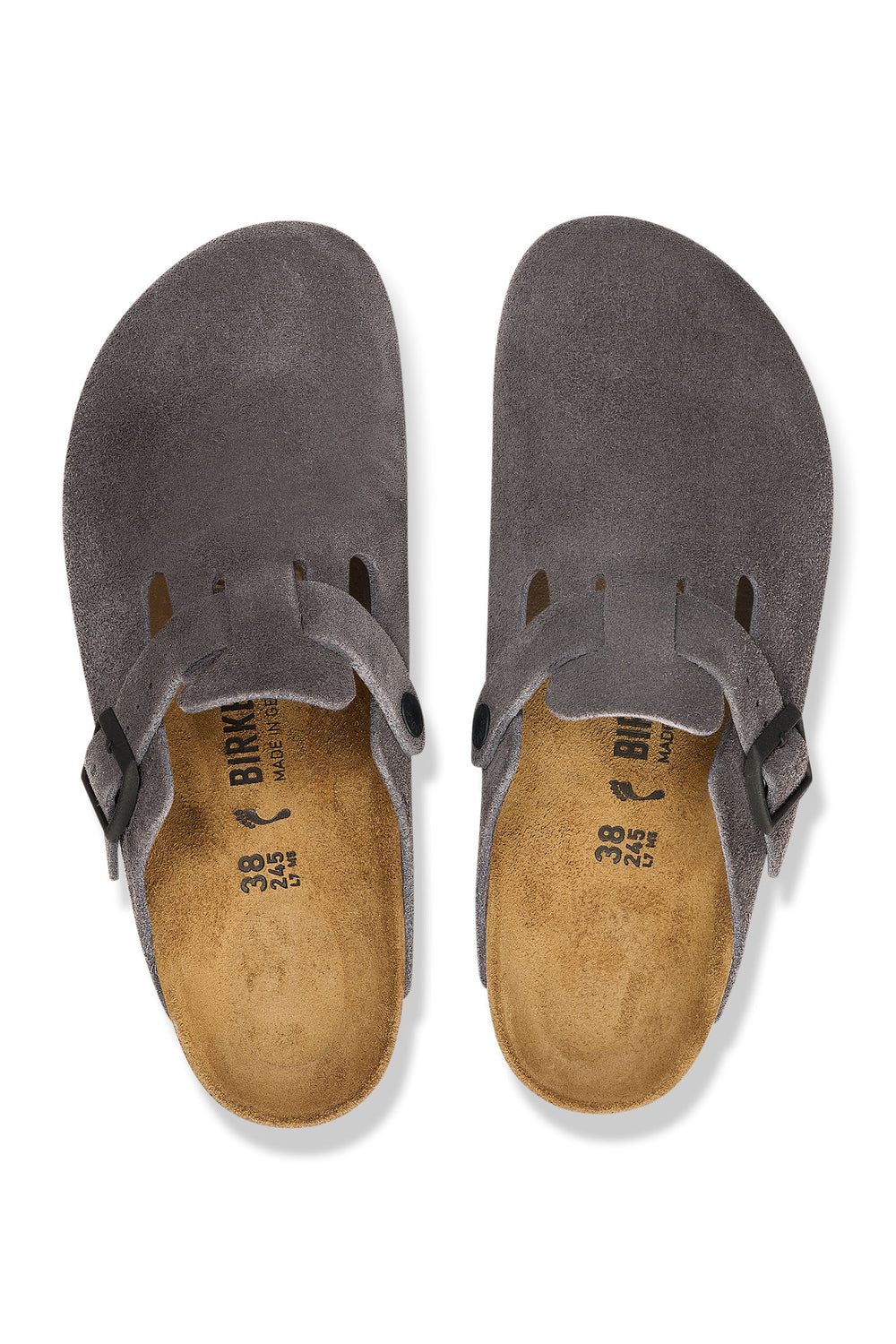 Birkenstock Boston 1028602 Grey Suede Velvet Regular Fit Clog - Shirley Allum Boutique