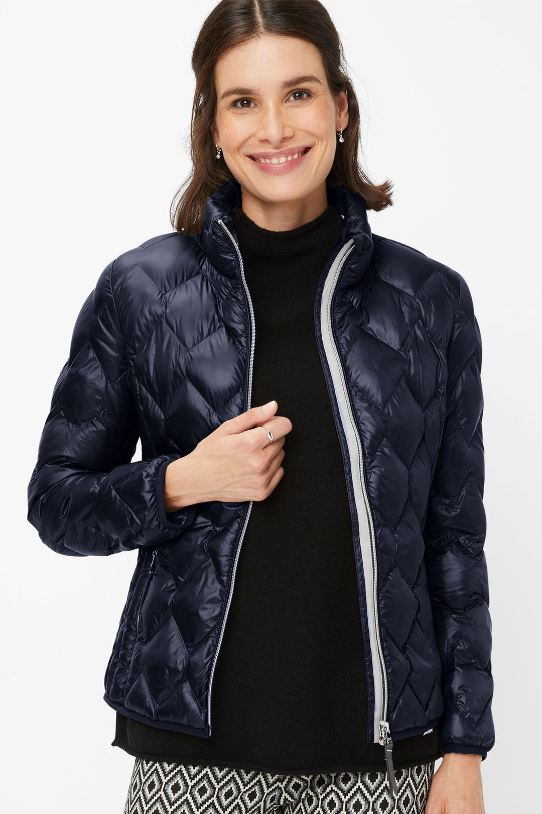 Brax Bern Jacket Navy Diamond Quilted 95-6368 95987140 22 - Shirley Allum Boutique