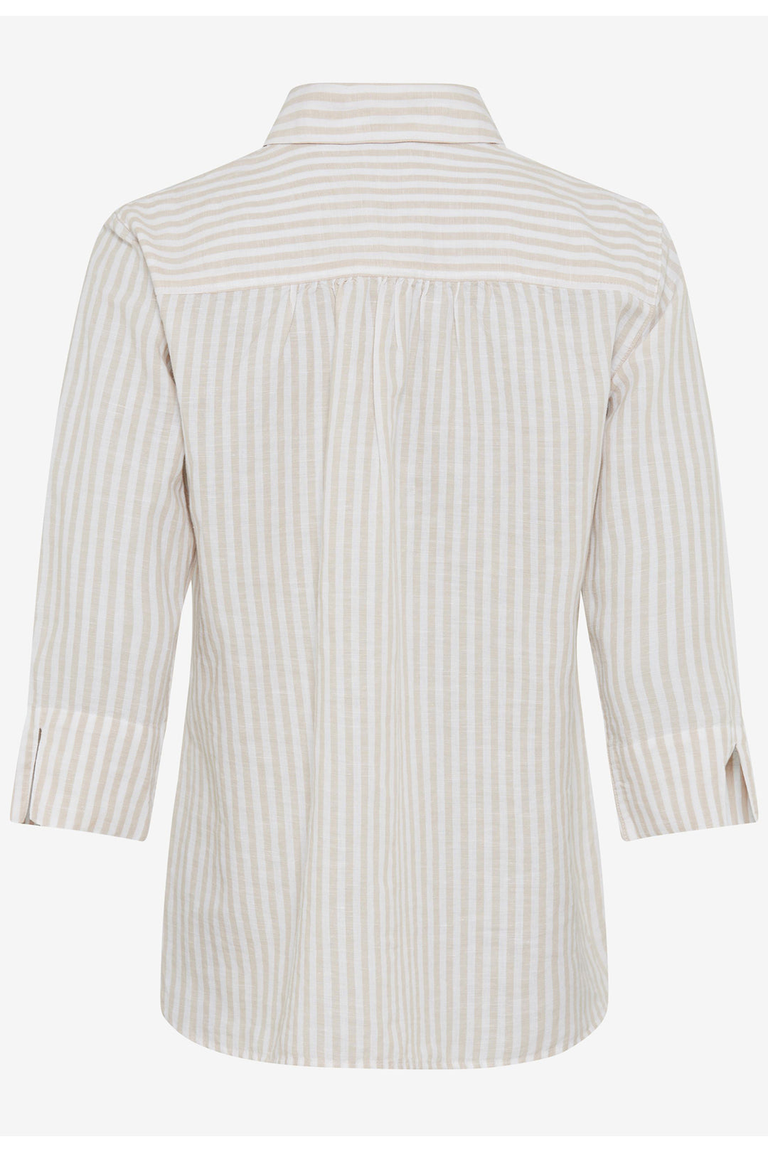 Brax Shirt Vicki Beige Stripe Cotton Linen Mix 41-7568 094110200 54 - Shirley Allum Boutique