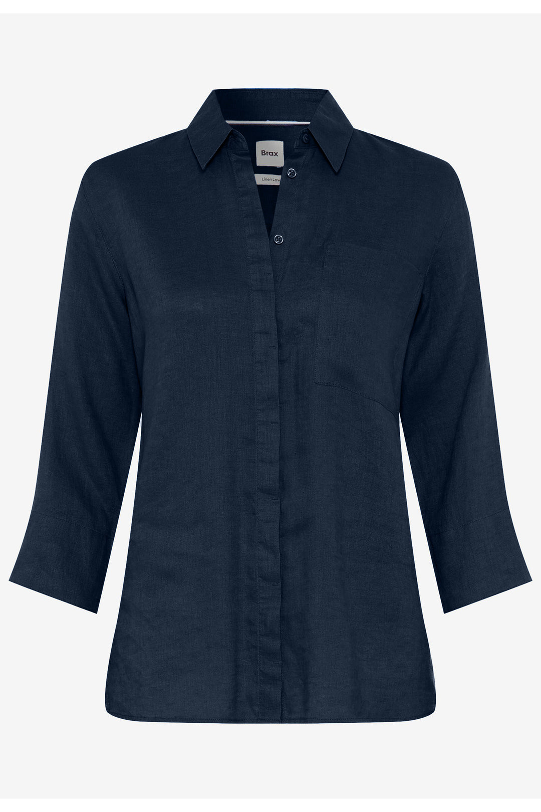 Brax Shirt Vicki Navy Pure Linen 41-7038 094110200 22 - Shirley Allum Boutique