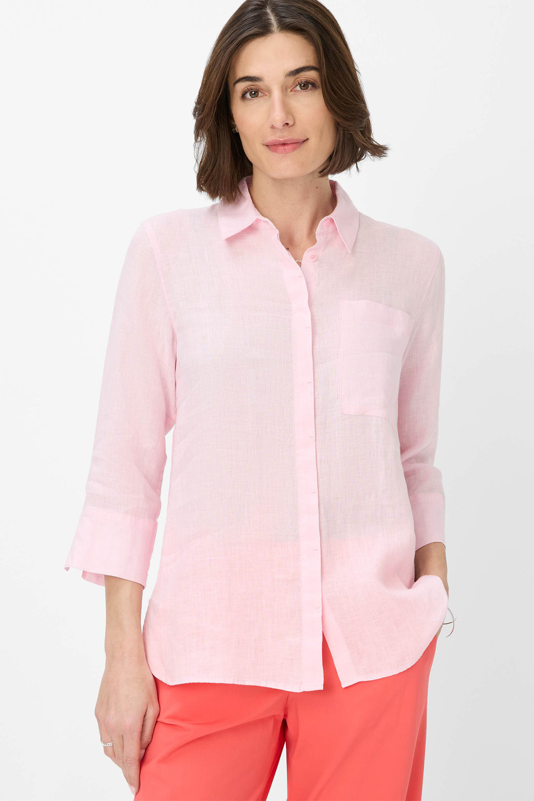 Brax Shirt Vicki Pink Pure Linen 41-7038 094110200 48 - Shirley Allum Boutique