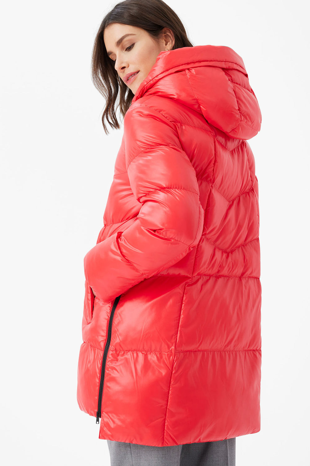 Brax Toronto Puffer Coat With Hood Candy Red 956608 86 95987340 - Shirley Allum Boutique