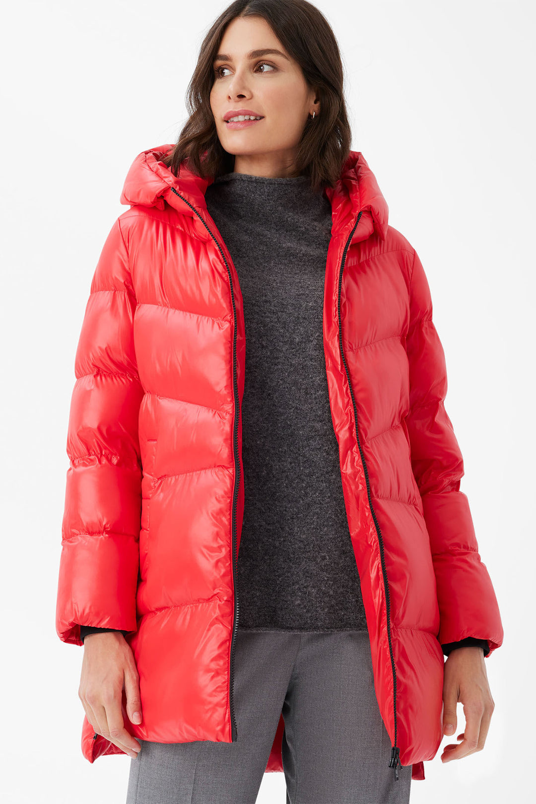 Brax Toronto Puffer Coat With Hood Candy Red 956608 86 95987340 - Shirley Allum Boutique