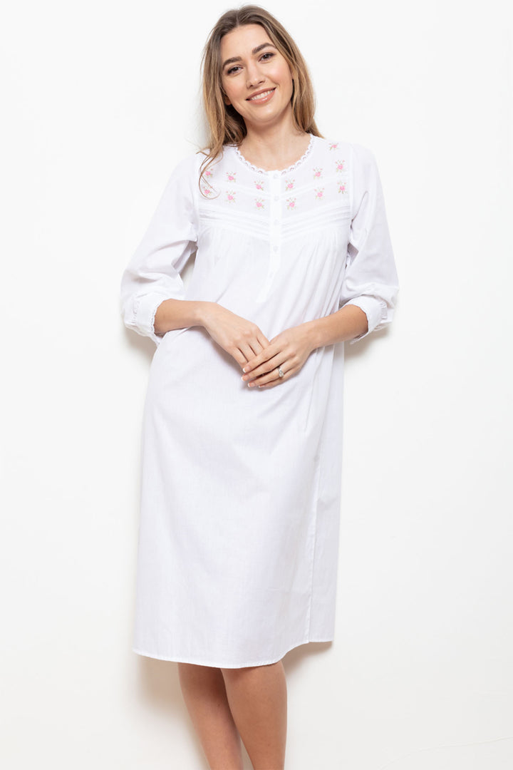 Cottonreal Honor Lawn 34 Sleeve Cotton Nightdress - Shirley Allum Boutique