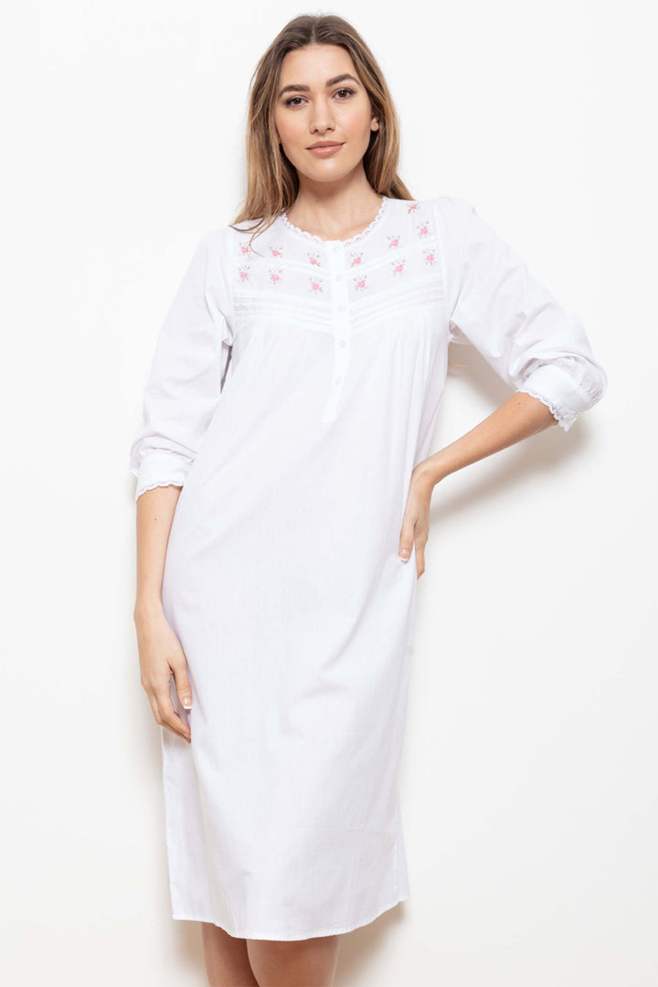 Cottonreal Honor Lawn 34 Sleeve Cotton Nightdress - Shirley Allum Boutique