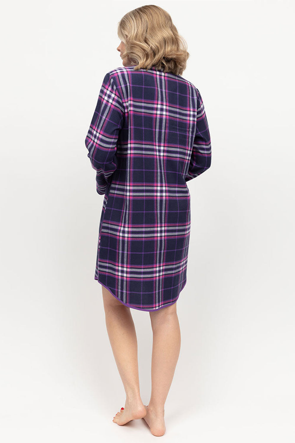 Cyberjammies Edie Nightshirt Long Sleeve Check Purple - Shirley Allum Boutique