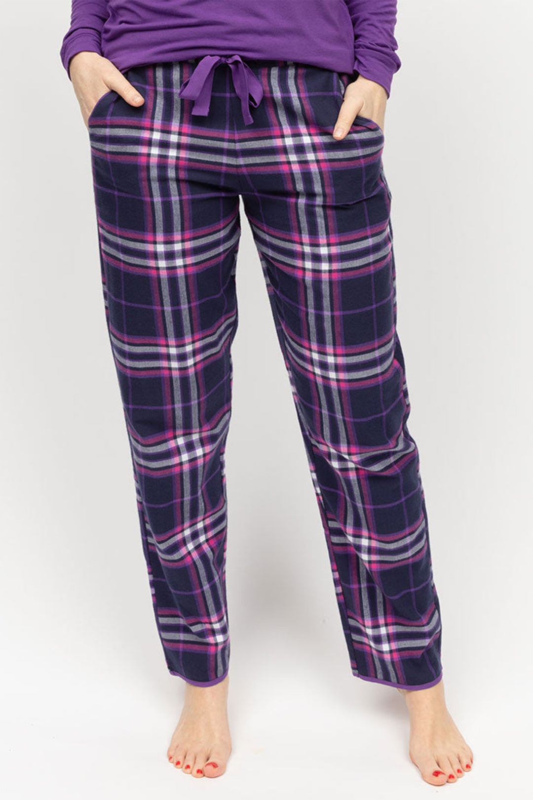 Cyberjammies Edie Pyjama Bottoms Check Purple - Shirley Allum Boutique