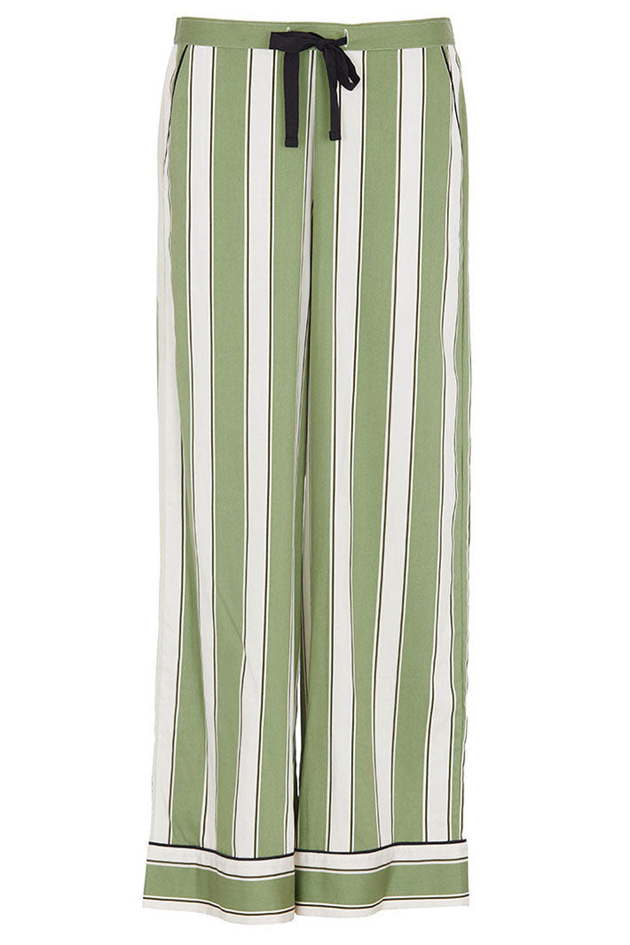 Cyberjammies Nancy Pyjama Bottoms Sage Green Stripe Wide Leg - Shirley Allum Boutique