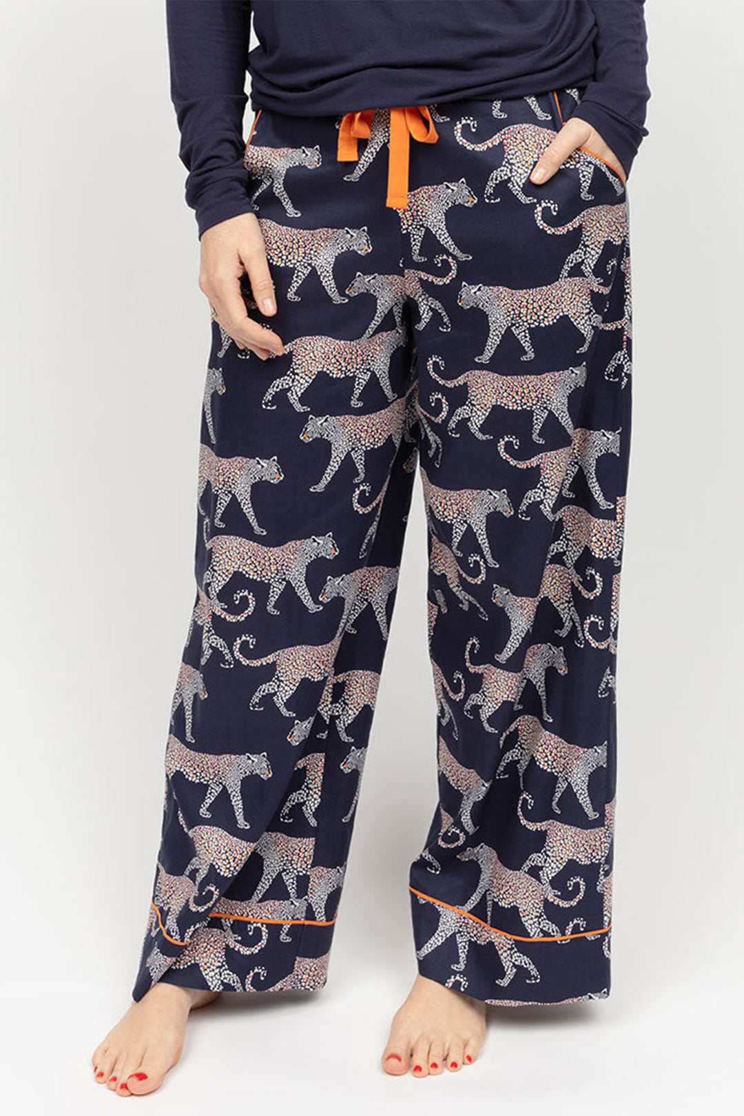 Cyberjammies Taylor Pyjama Bottoms Leopard Print Navy Wide Leg 0363 - Shirley Allum Boutique