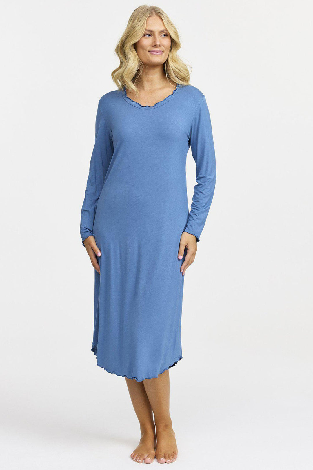 Damella 69504 280 Blue Long Sleeve Nightdress - Shirley Allum Boutique