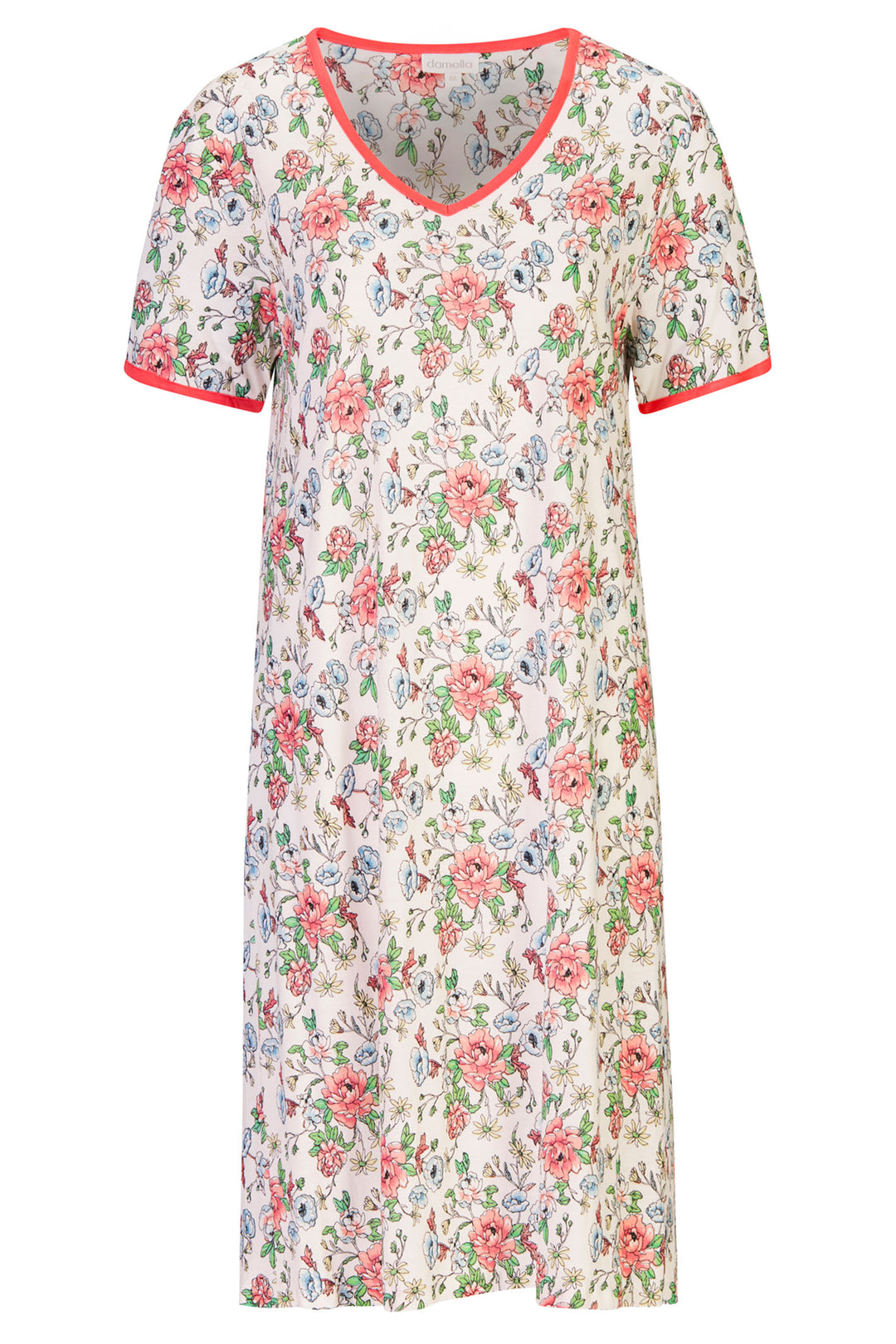 Damella 69982 223 V-Neck White Floral Nightdress - Shirley Allum Boutique