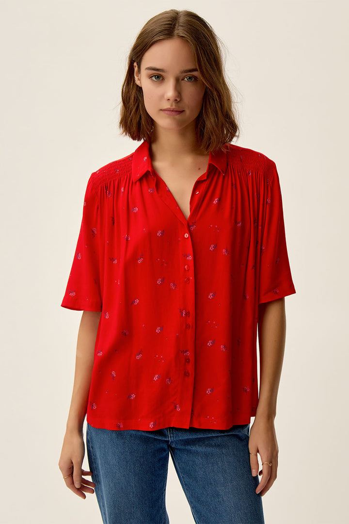 Des Petit Hauts Blouse Short Sleeve Elais Gina Red 1E250433