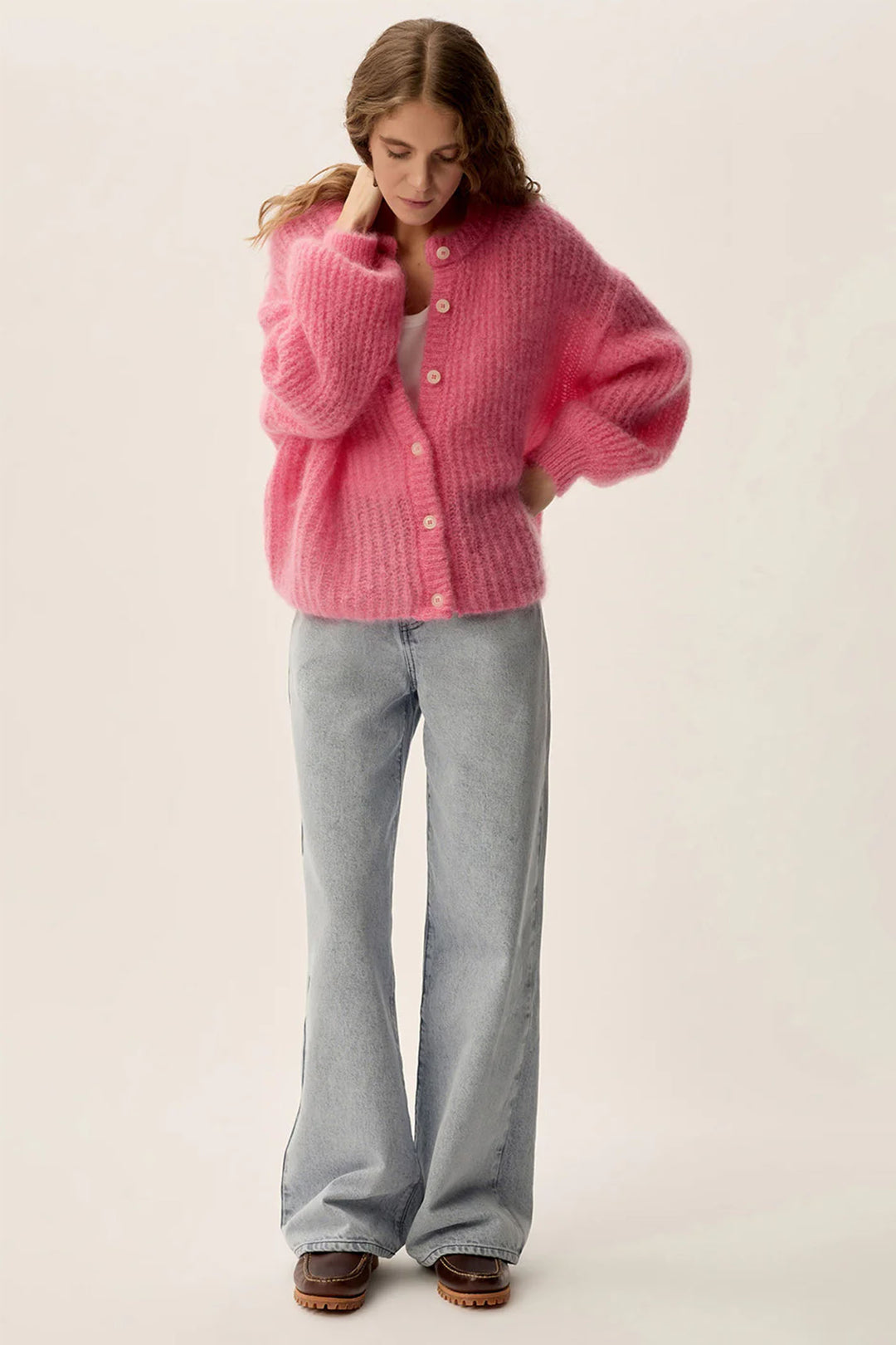 Des Petits Hauts Cardigan Alma Poudre Pink 1E250037 - Shirley Allum Boutique