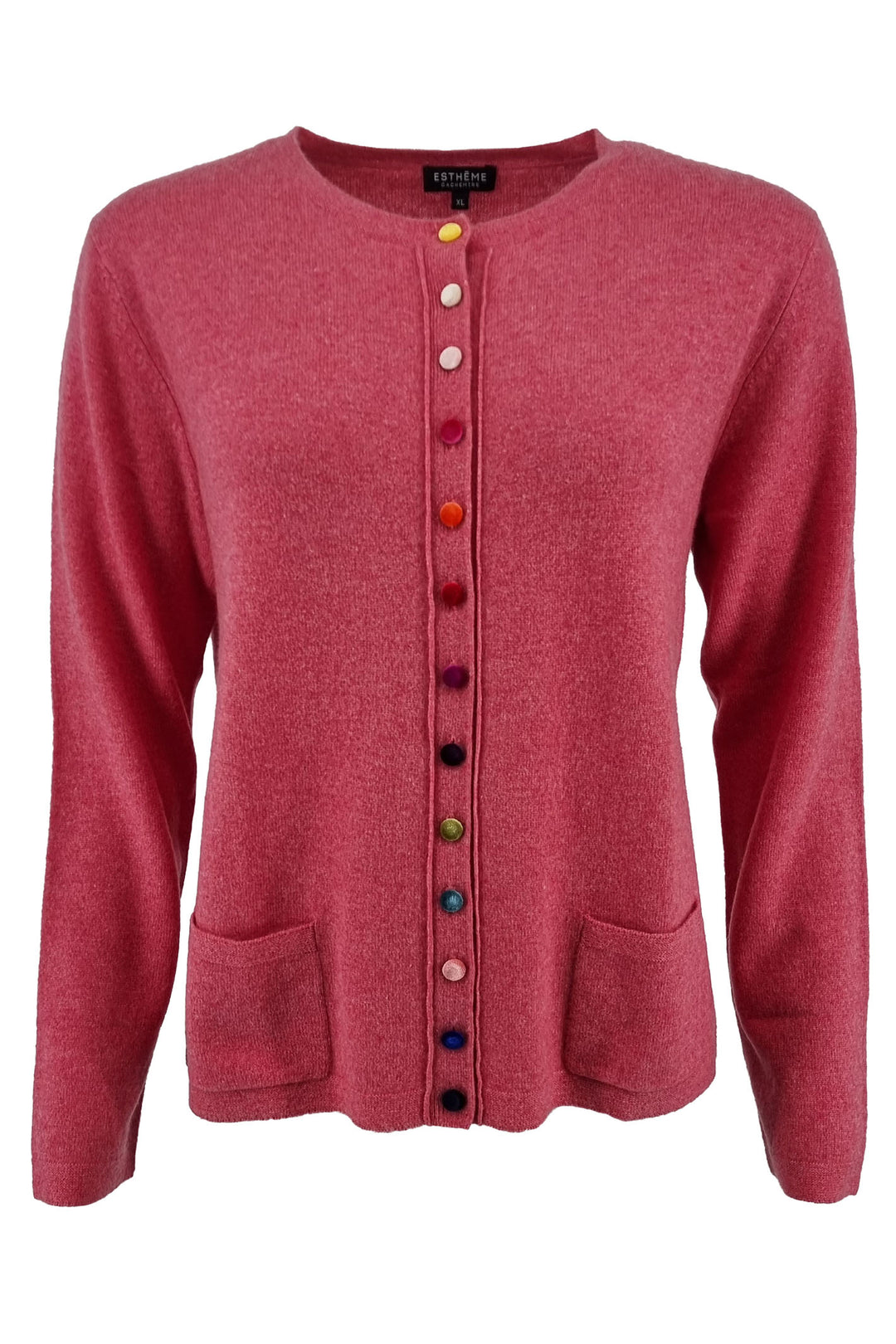 Estheme Cachemire Cardigan With Coloured Buttons Bubble Pink WES24A40H 1340 - Shirley Allum Boutique