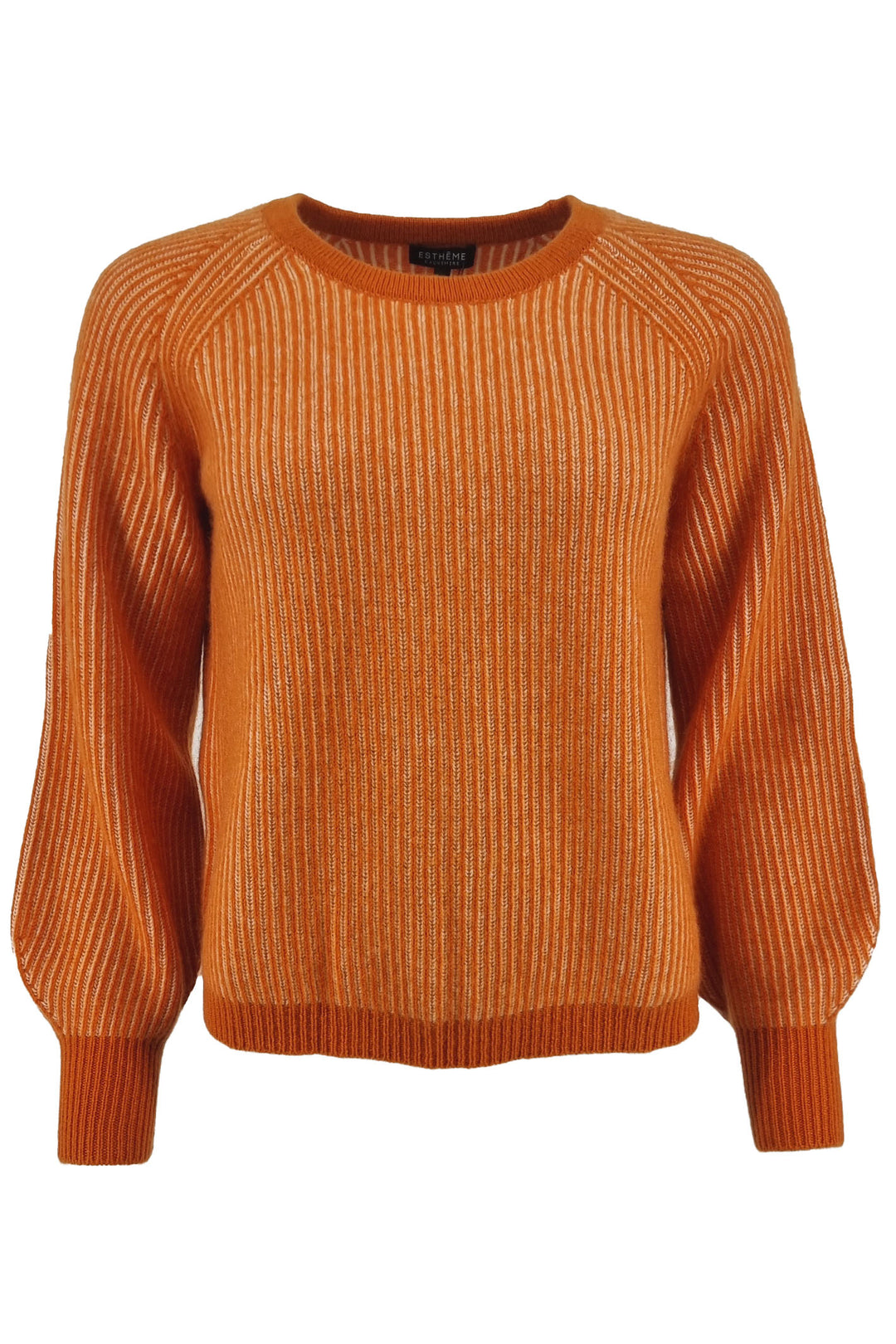 Estheme Cachemire CKH906C Orange/Cream Ribbed Jumper - Shirley Allum Boutique