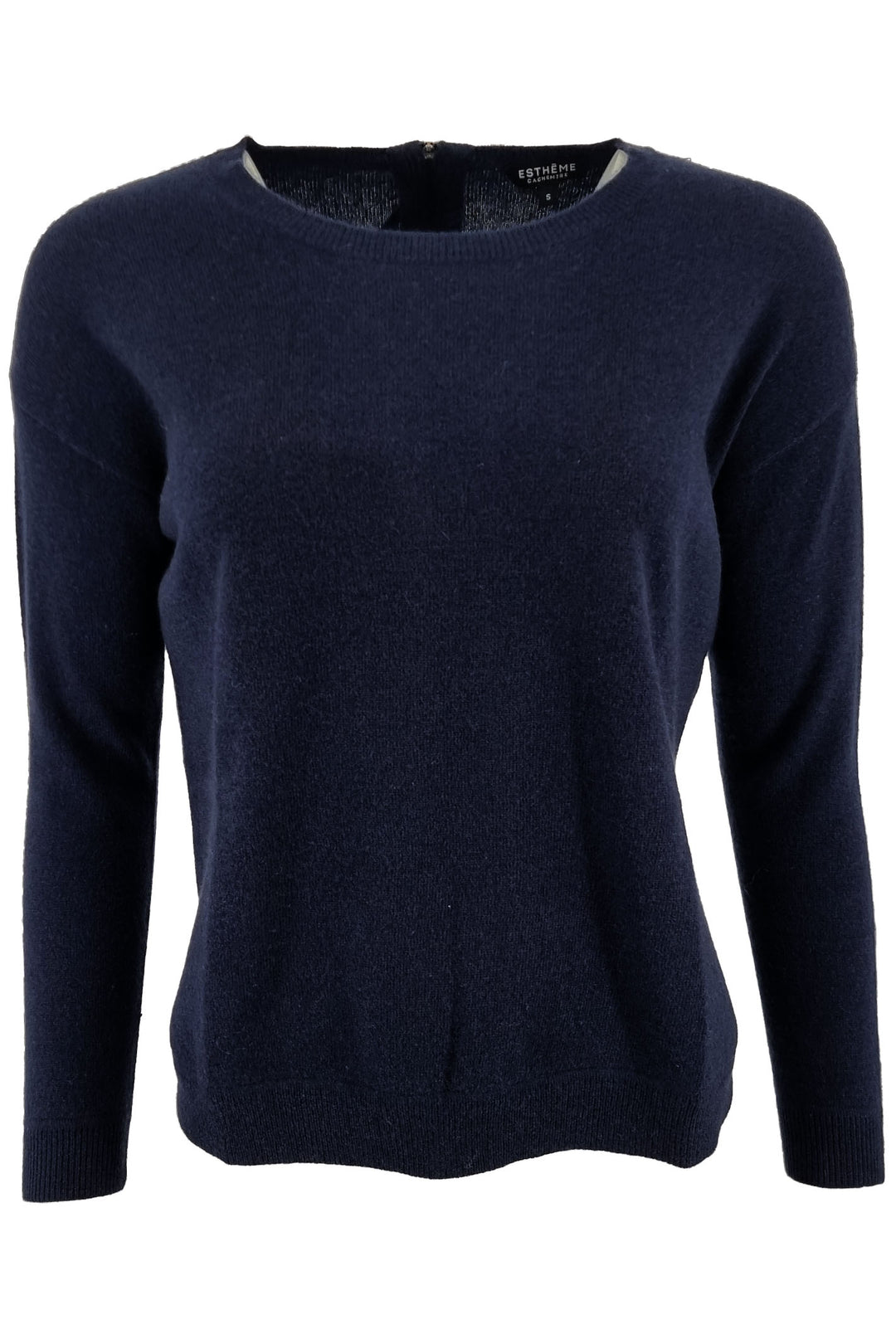 Estheme Cachemire Jumper Navy Zip Back WES1558H 7544 - Shirley Allum Boutique