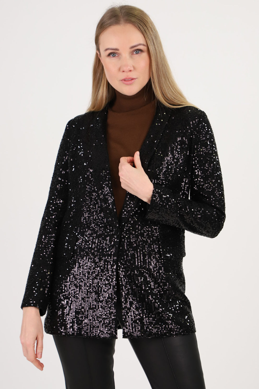 Estheme Cashmere Blazer Black Sequin WES24A53HO 6148 - Shirley Allum Boutique