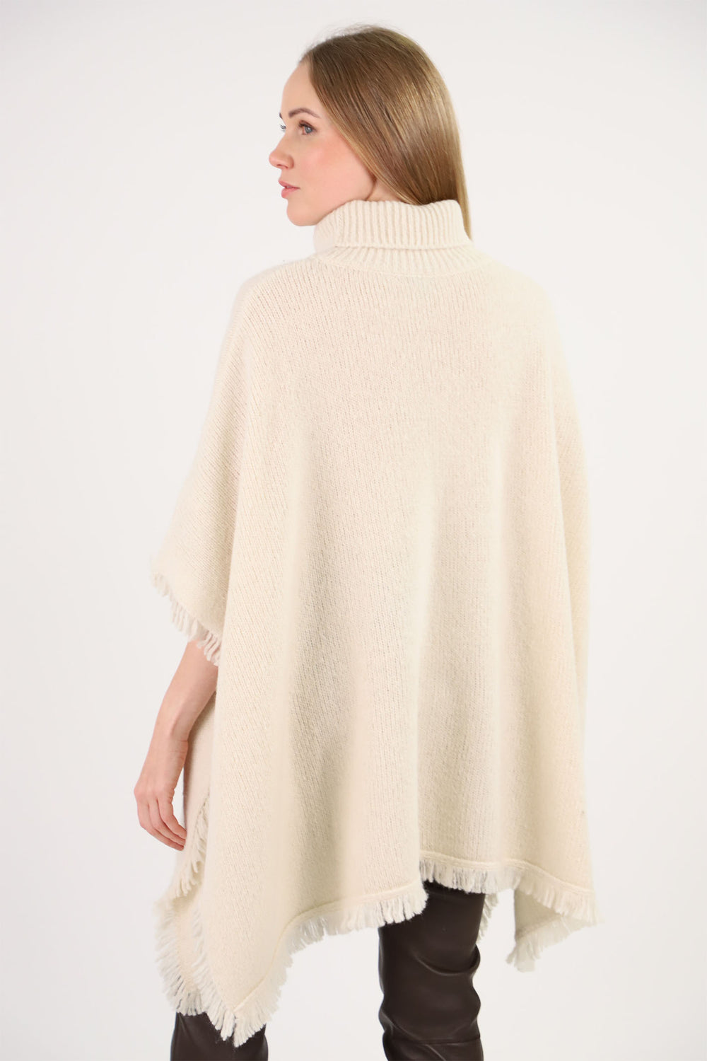 Estheme Cashmere Cape Cream Roll Neck Alpaca And Silk WES2465HT 16501 - Shirley Allum Boutique