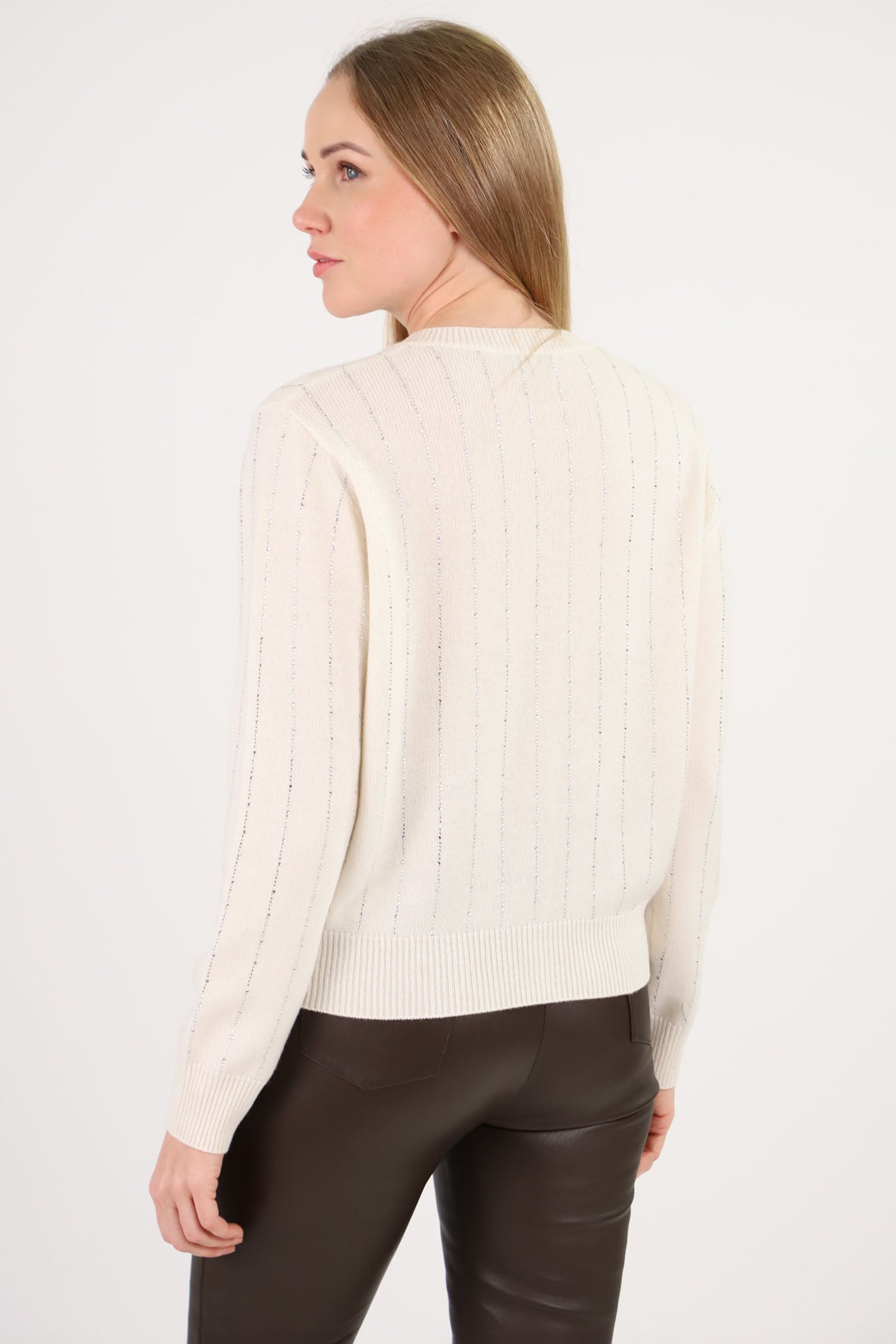 Estheme Cashmere Cardigan Thick Stitch Cream WES24A14H 8322 Shirley Allum Boutique
