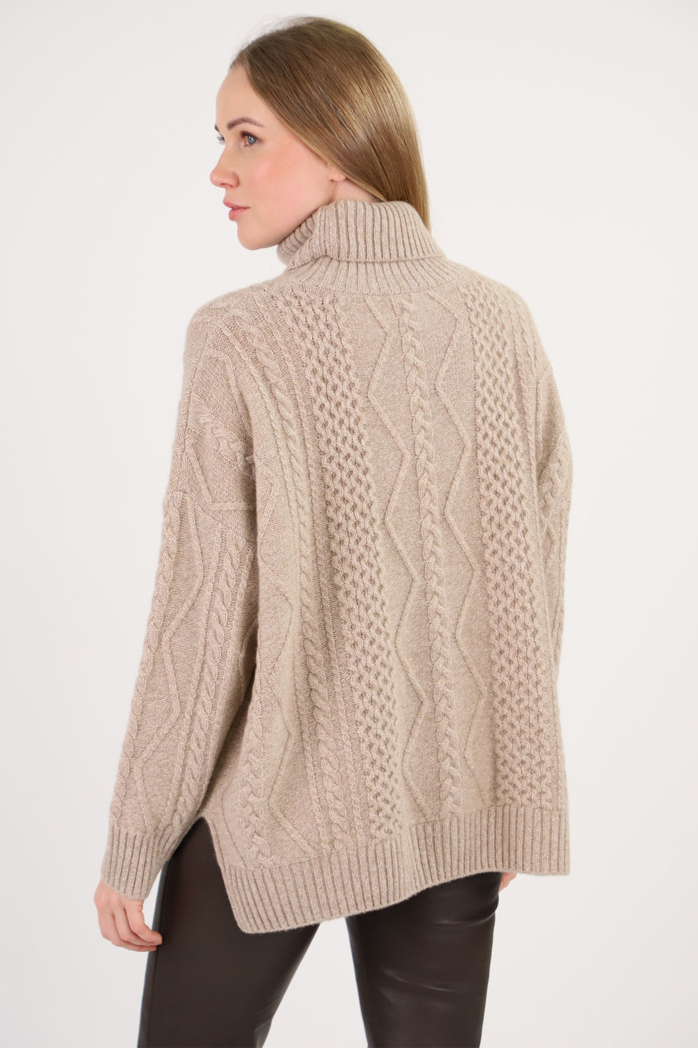 Estheme Cashmere Jumper Champagne Roll Neck A23BBSW24 1356 - Shirley Allum Boutique