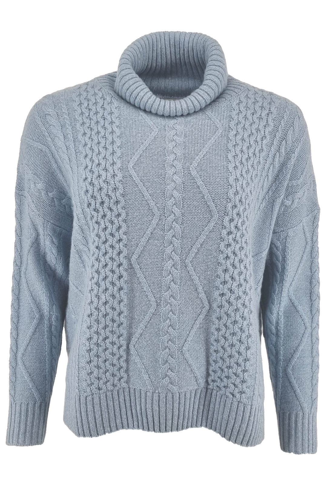 Estheme Cashmere Jumper Glacier Blue Roll Neck A23BBSW24 1354 - Shirley Allum Boutique