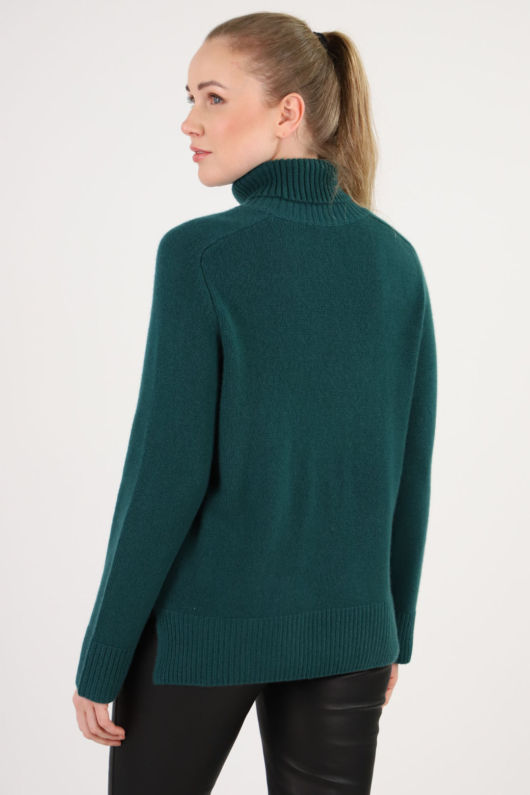 Estheme Cashmere Jumper Pine Green Roll Neck Thick Stitch WES2487H 1353 - Shirley Allum Boutique