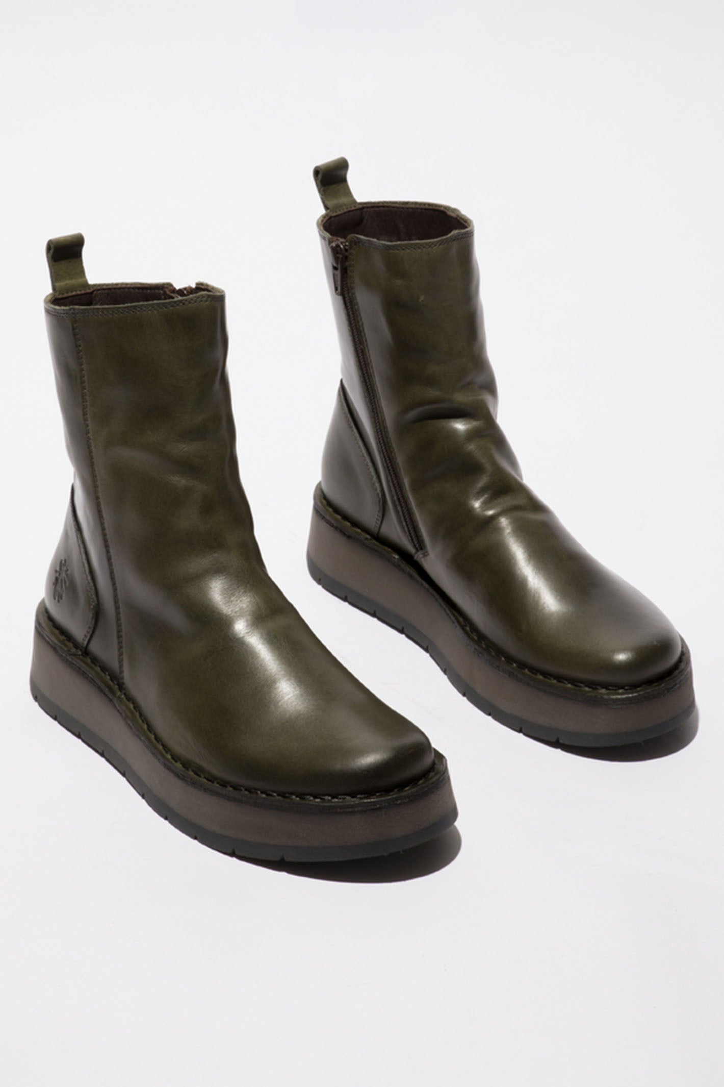 Fly London Reno Boots Rug Diesel Green Leather P211053014 RENO05FLY