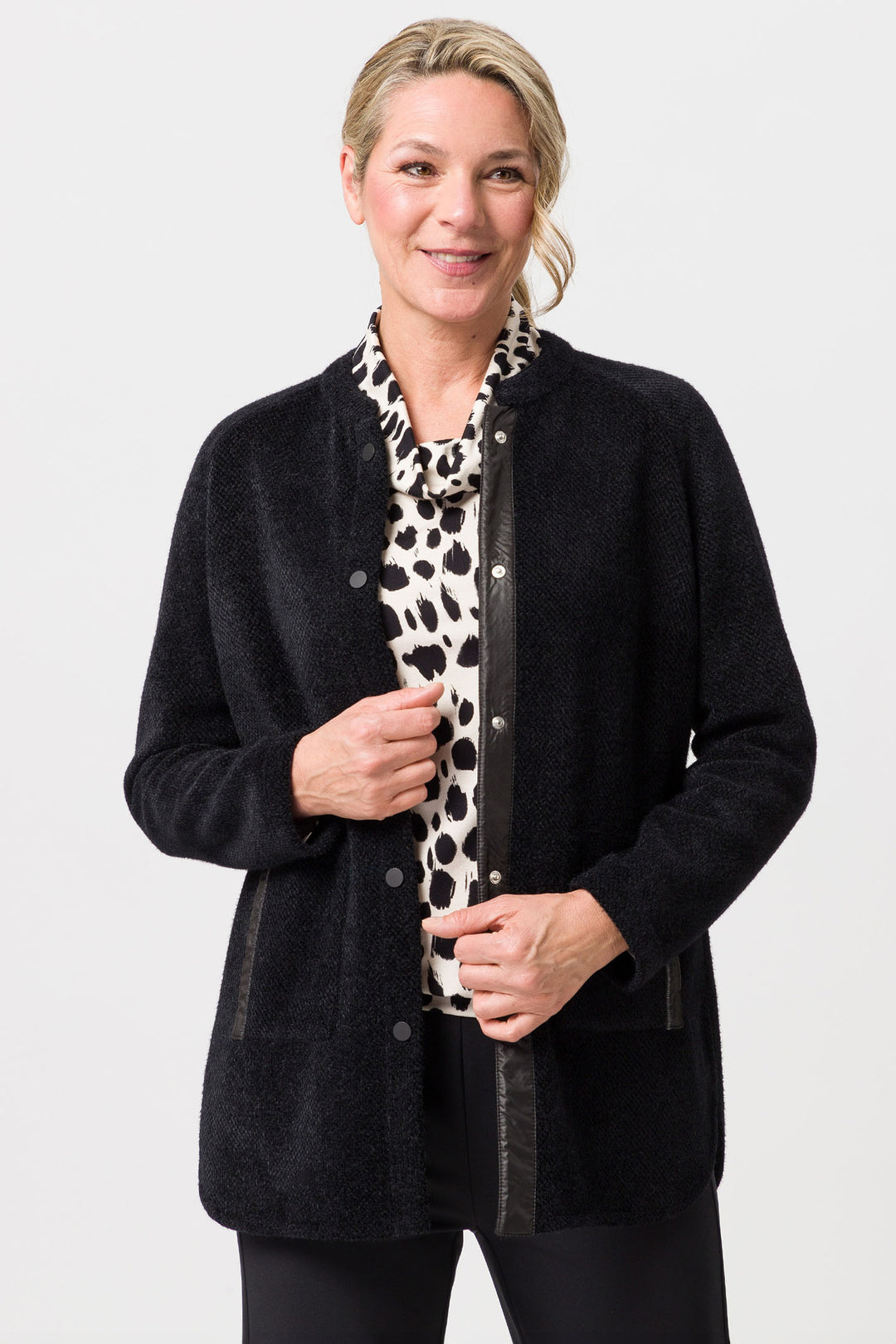 Frank Walder Cardigan Black 309002 000-999 - Shirley Allum Boutique