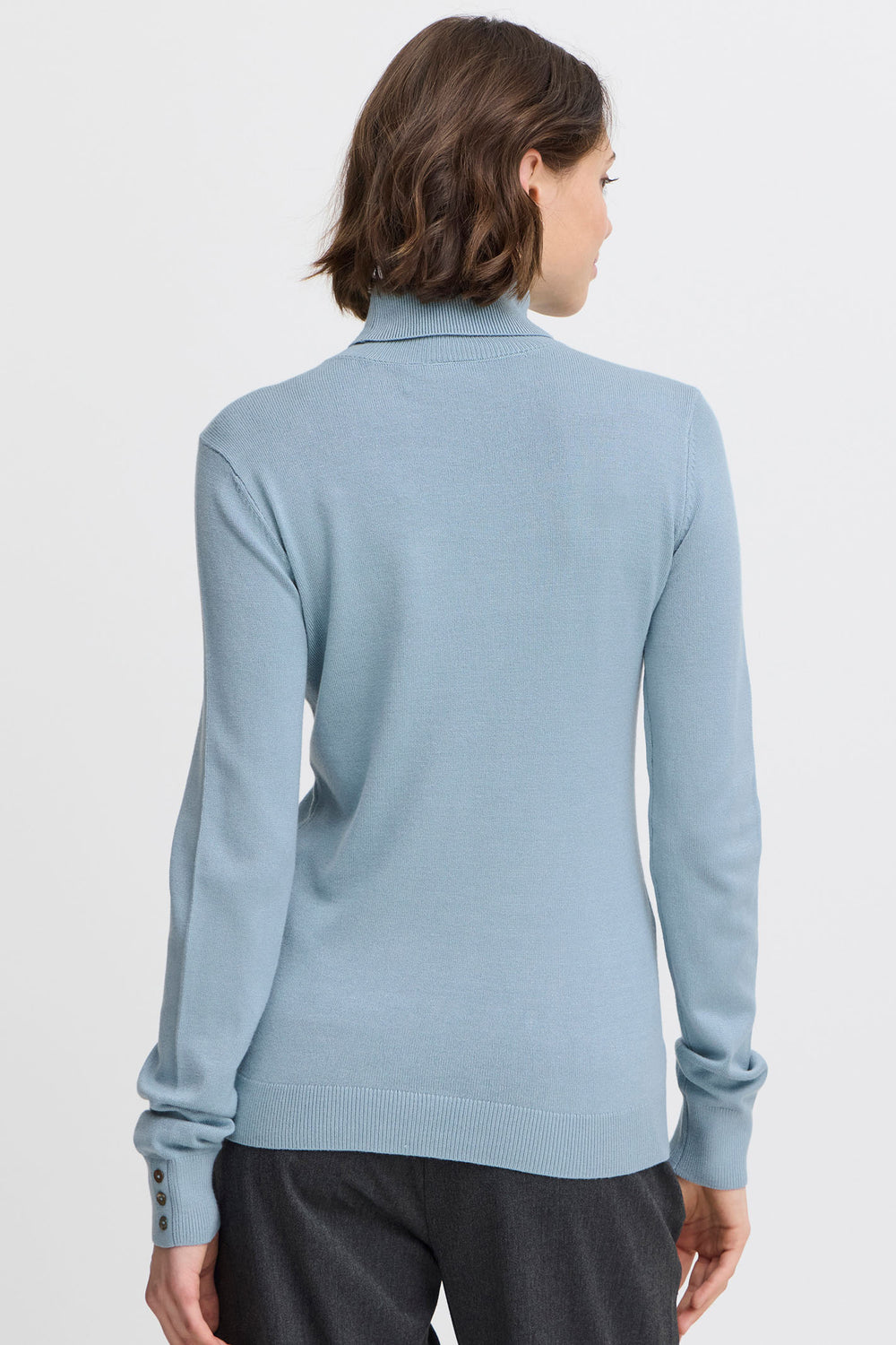 Fransa Frclia Jumper Roll Neck Fine Knit Citadel Blue 20614665 174111 - Shirley Allum Boutique