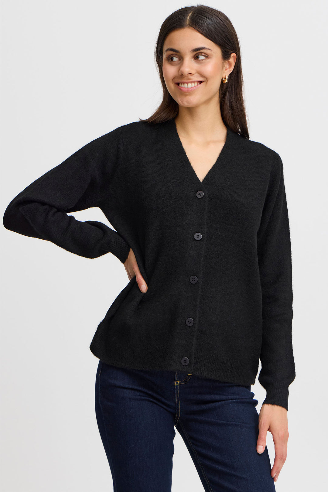 Fransa Frellis Cardigan Black 20614491 200113 - Shirley Allum Boutique