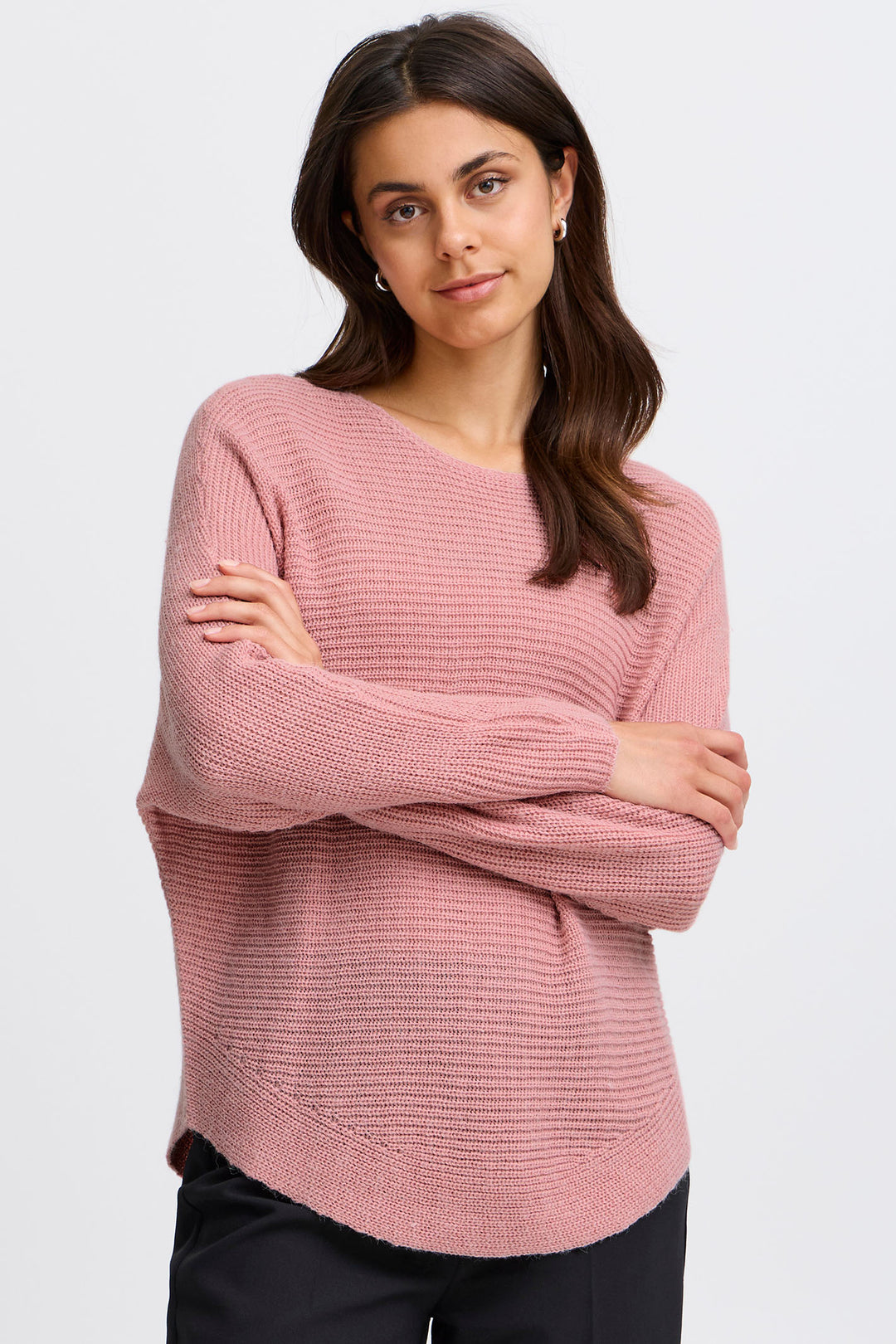 Fransa Freretta Jumper Boat Neck Zephyr Melange Pink 20611845 1519061 - Shirley Allum Boutique