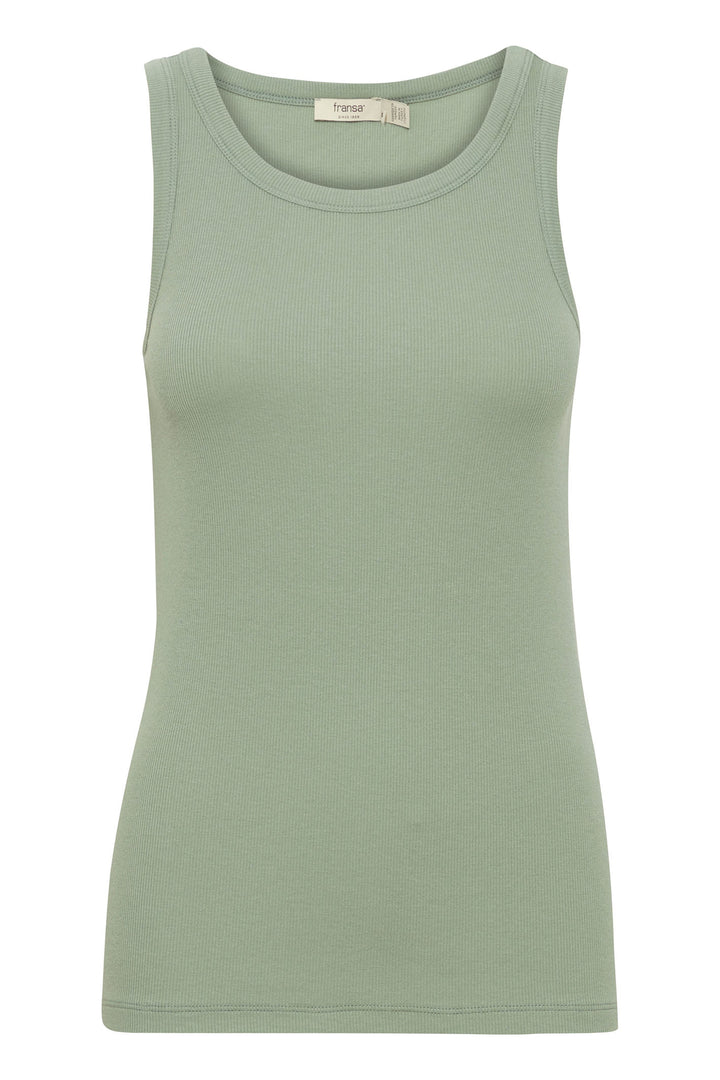 Fransa Frhizamond Ribbed Vest Top Green Bay 20612012 165810 - Shirley Allum Boutique