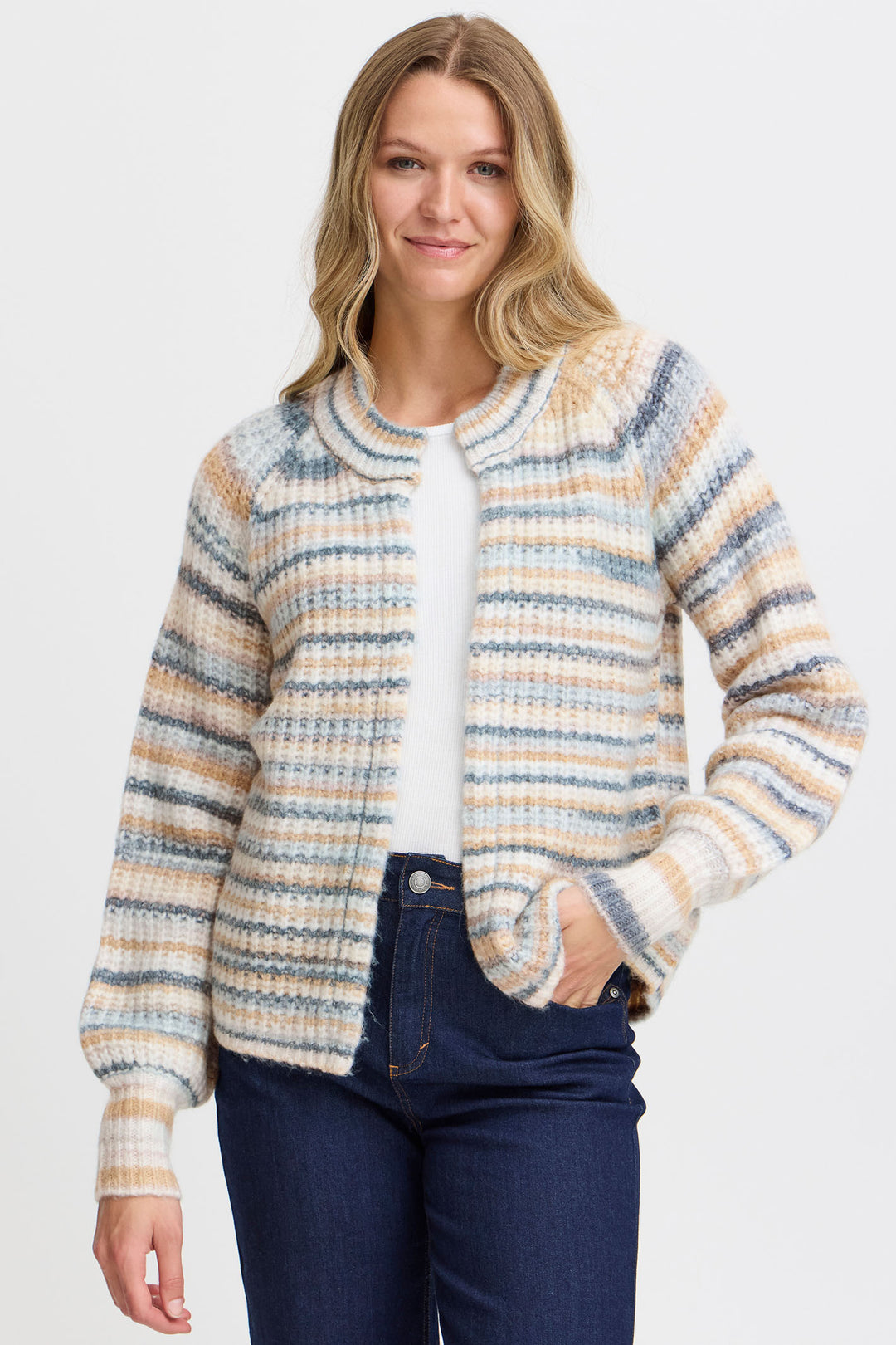 Fransa Frmanny Cardigan Citadel Mix 20615056 203529 - Shirley Allum Boutique