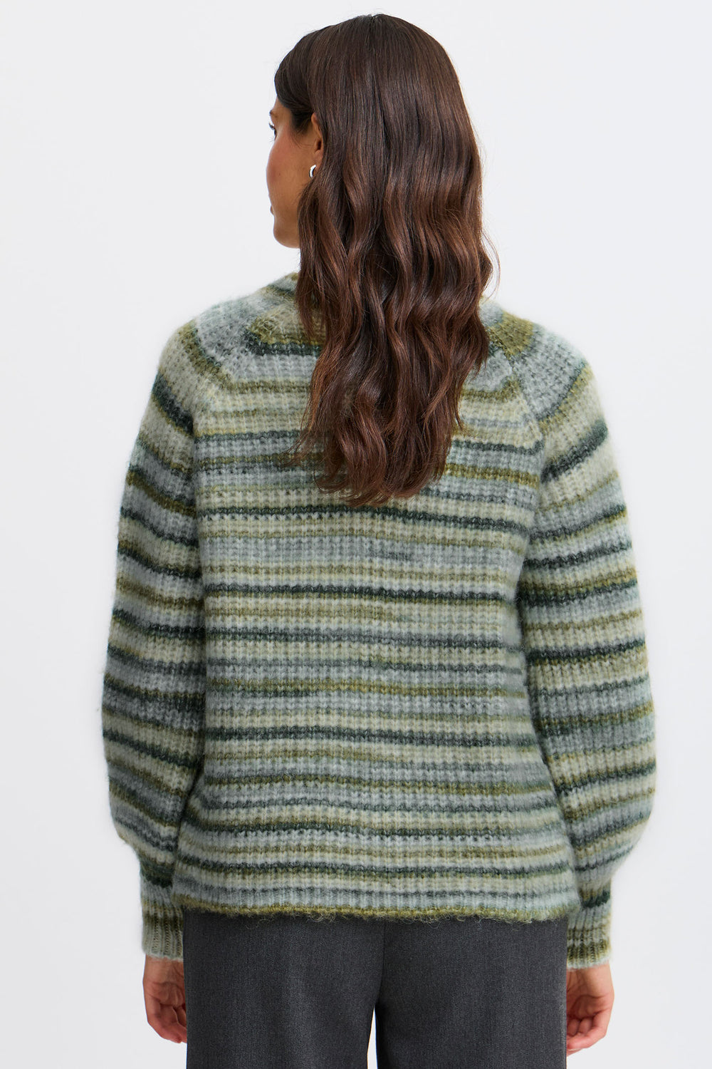 Fransa Frmanny Cardigan Striped Green Laurel Mix 20615056 203526 - Shirley Allum Boutique