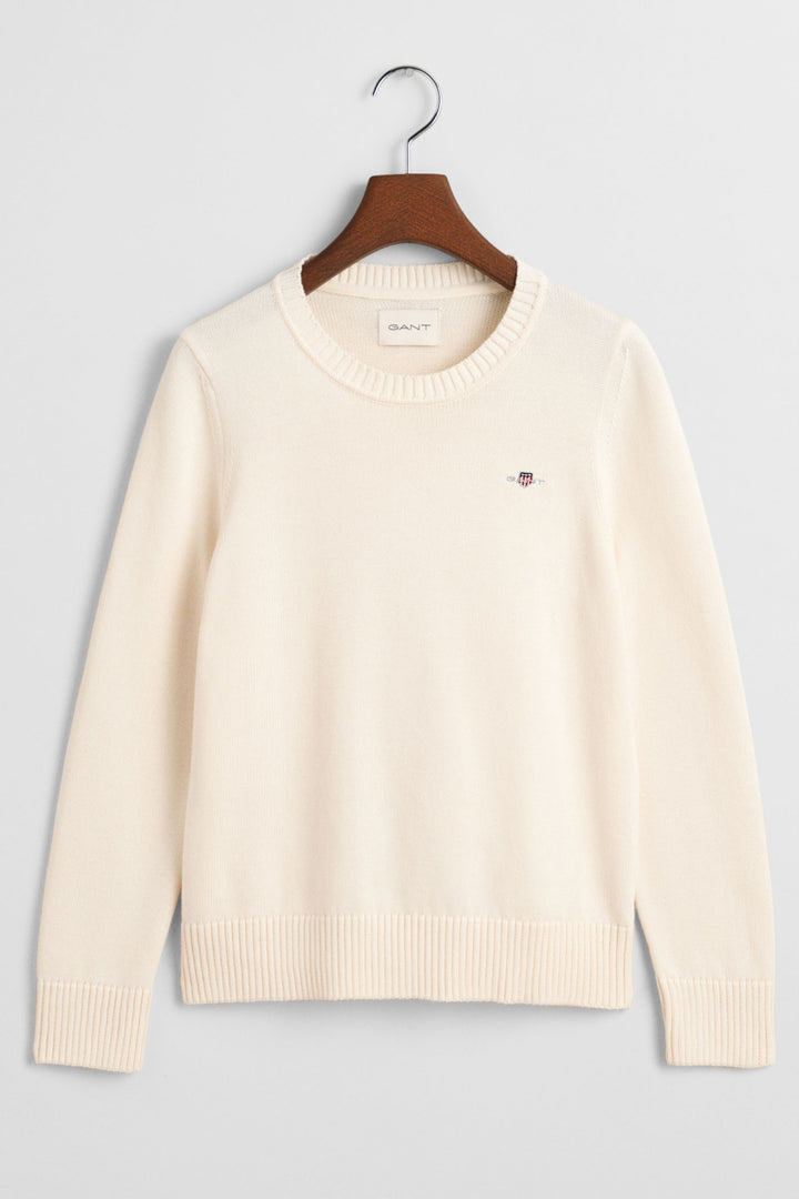 Gant Jumper Crew Neck Classic Cotton Cream 4800200 130 - Shirley Allum Boutique