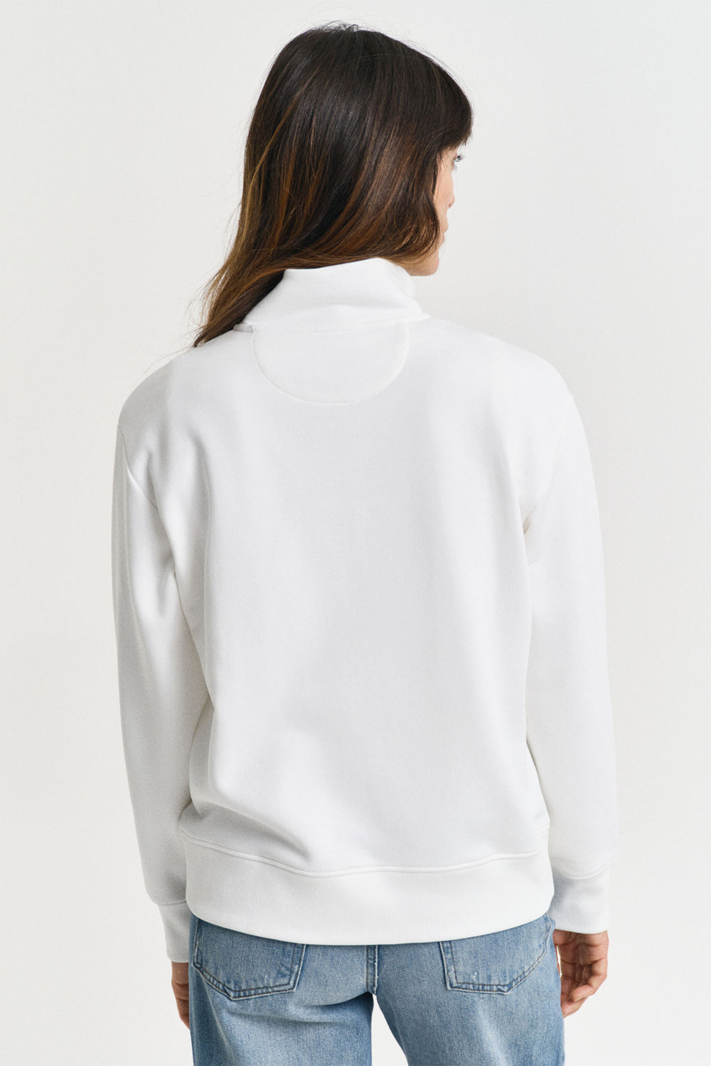 Gant Sweatshirt Top Shield Half Zip Eggshell Cream 4200561 113 - Shirley Allum Boutique