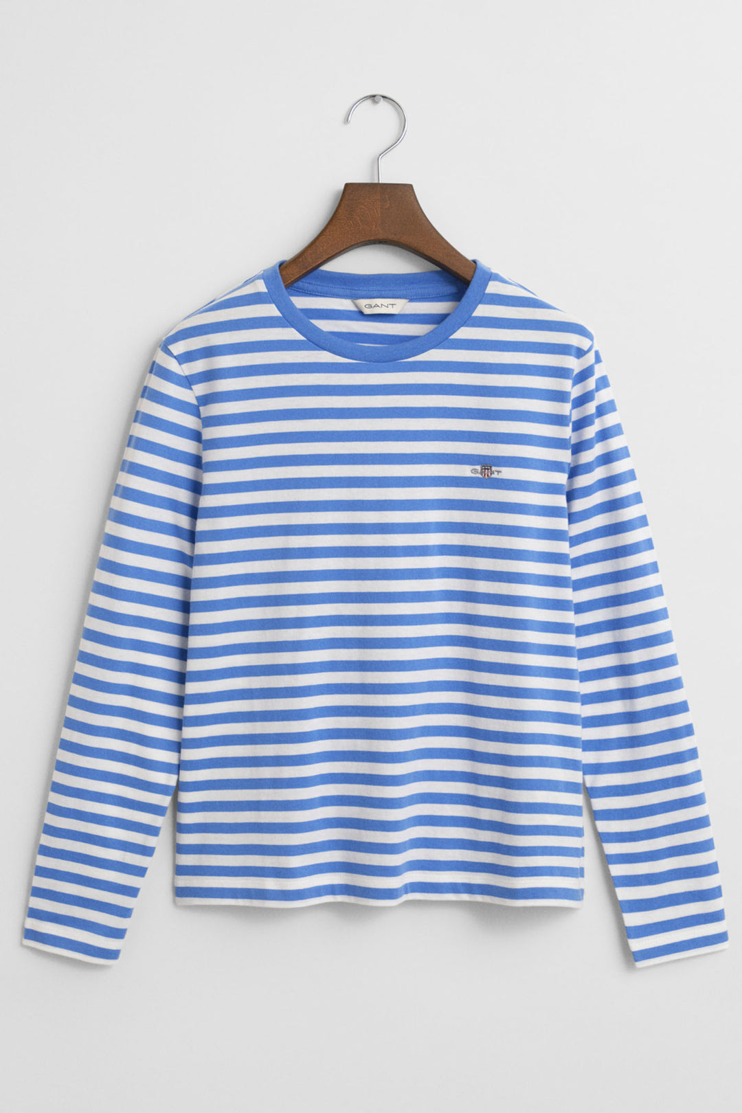 Gant T-Shirt Long Sleeve Reg Striped Shield Perfect Blue 4200565 419 - Shirley Allum Boutique