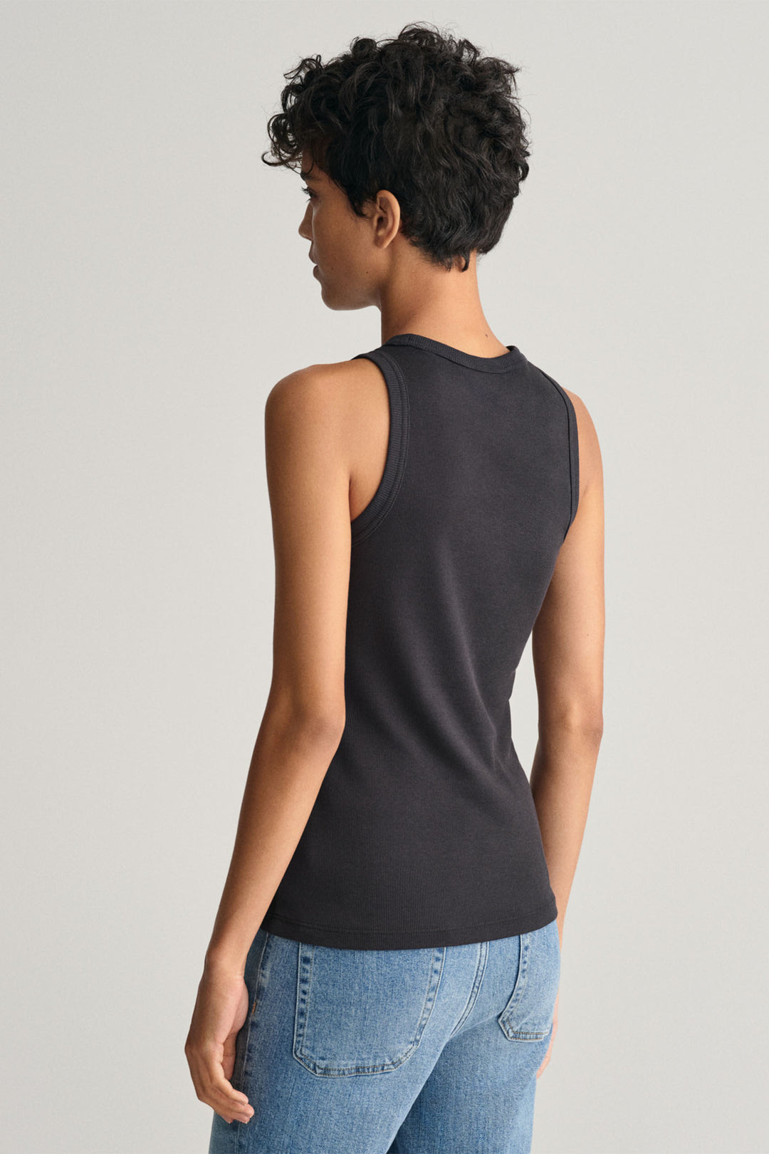 Gant Tank Top Ribbed High Neck Black 4201407 5 - Shirley Allum Boutique