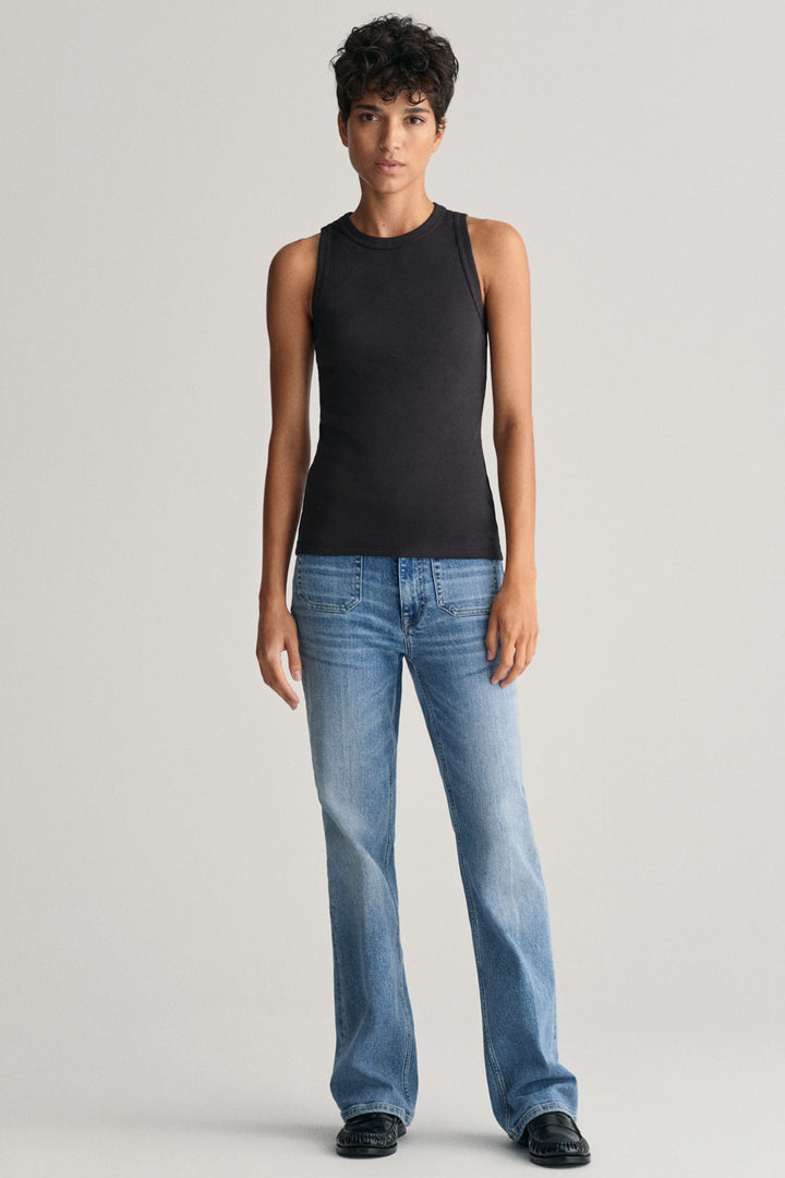 Gant Tank Top Ribbed High Neck Black 4201407 5 - Shirley Allum Boutique