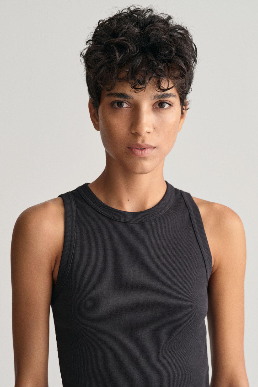 Gant Tank Top Ribbed High Neck Black 4201407 5 - Shirley Allum Boutique