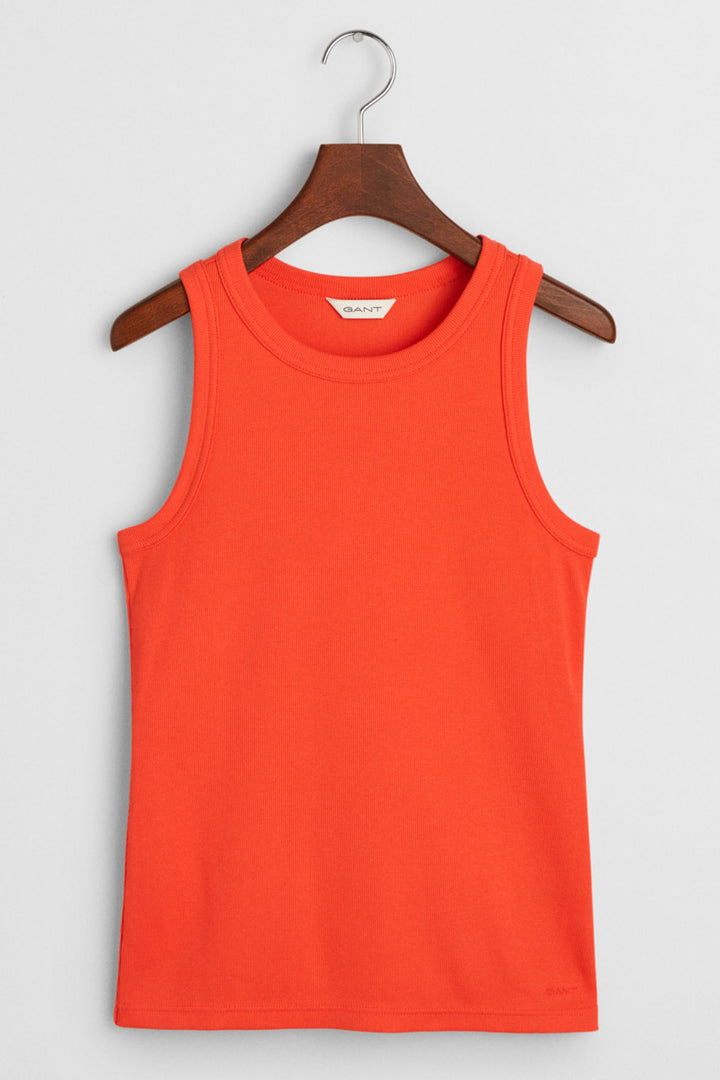 Gant Tank Top Ribbed High Neck Orange Red 4201407 651 - Shirley Allum Boutique