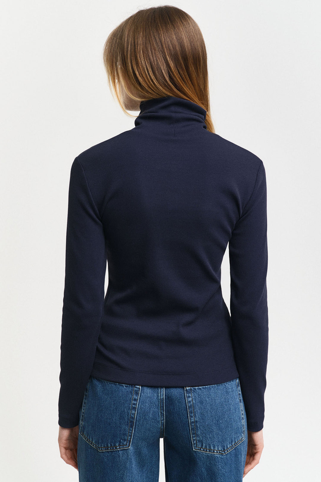 Gant Top Ribbed Turtleneck Slim Fit Evening Blue 4200764 - Shirley Allum Boutique