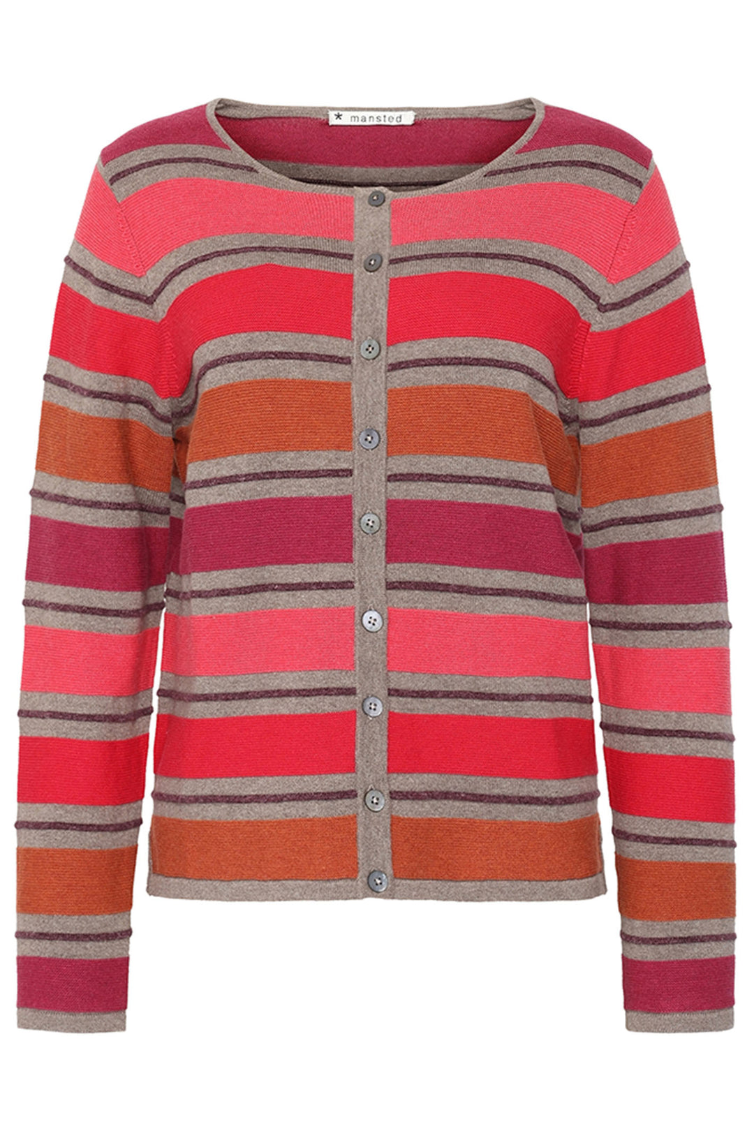 Mansted Cardigan Delia Rust Pink Stripe - Shirley Allum Boutique