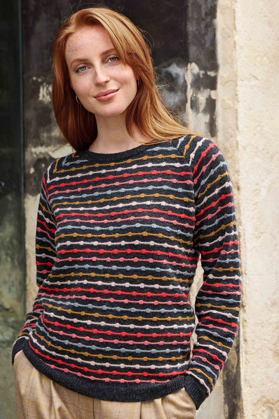 Mansted Jumper Cillie Charcoal Grey Multicolour Stripe - Shirley Allum Boutique