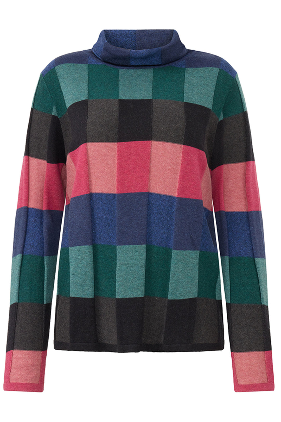 Mansted Jumper Lindi Black Multicolour Check Polo Neck - Shirley Allum Boutique