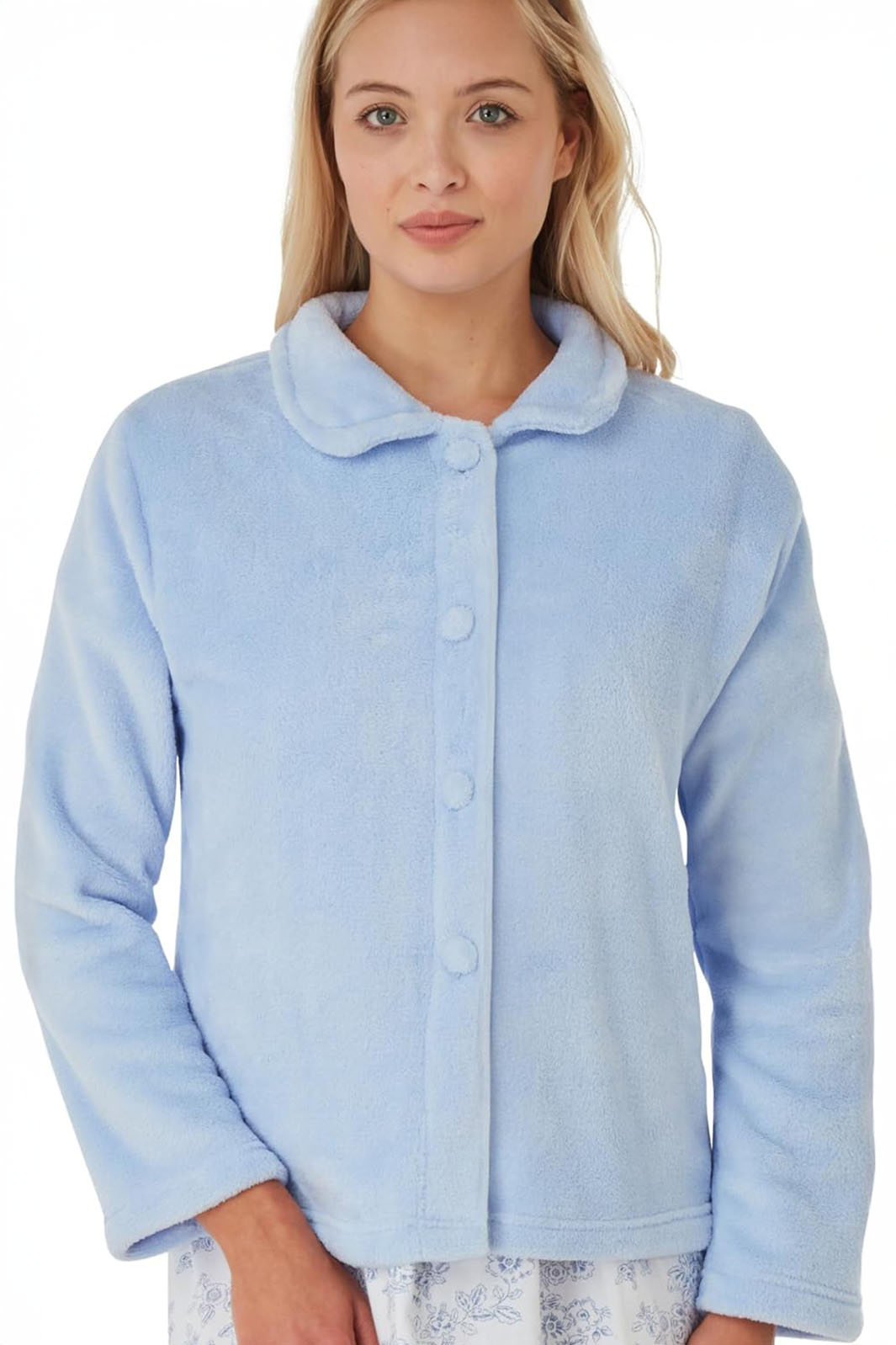 Marlon Fleece Bed Jacket Blue MA26520 - Shirley Allum Boutique